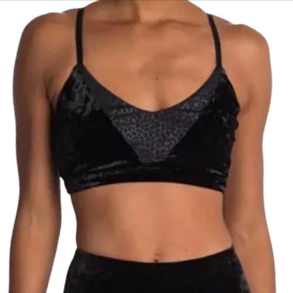 Good American Crushing It Leopard Velvet Bralette XS